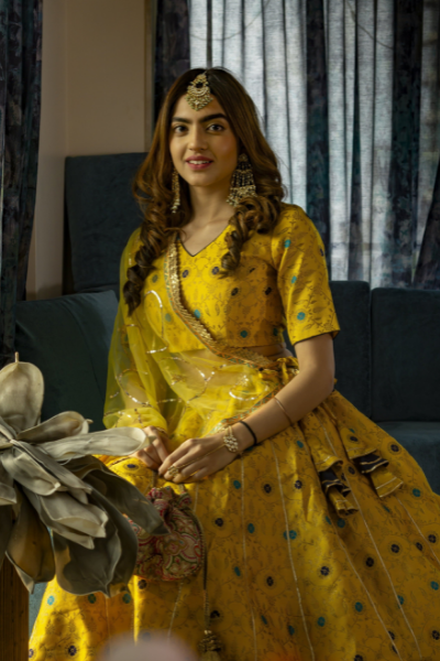 Shop Women's Green Drape Lehenga Saree Set | Nidhika Shekhar