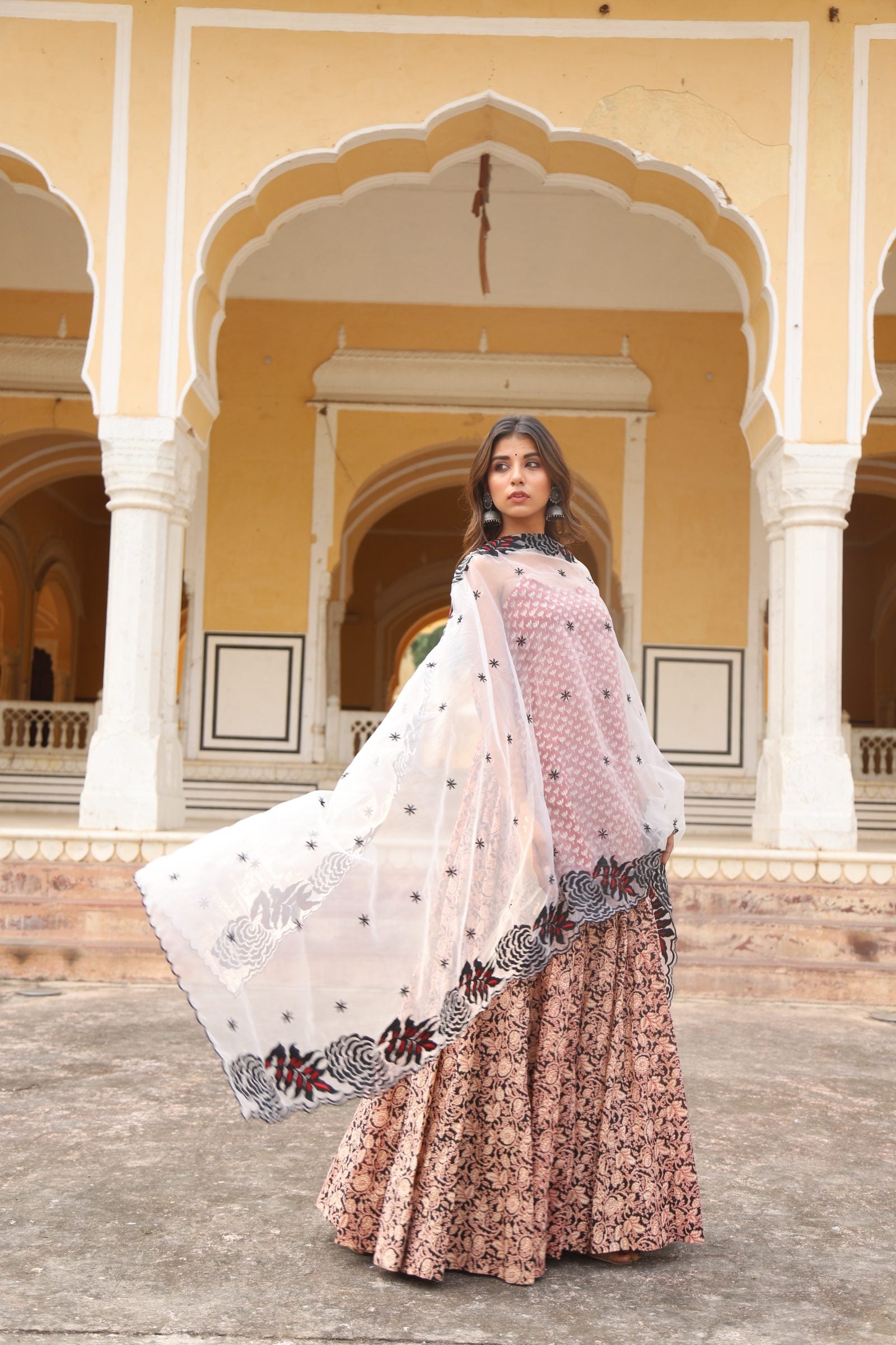 Tussar Satin Heer Beige Lehenga with Dupatta