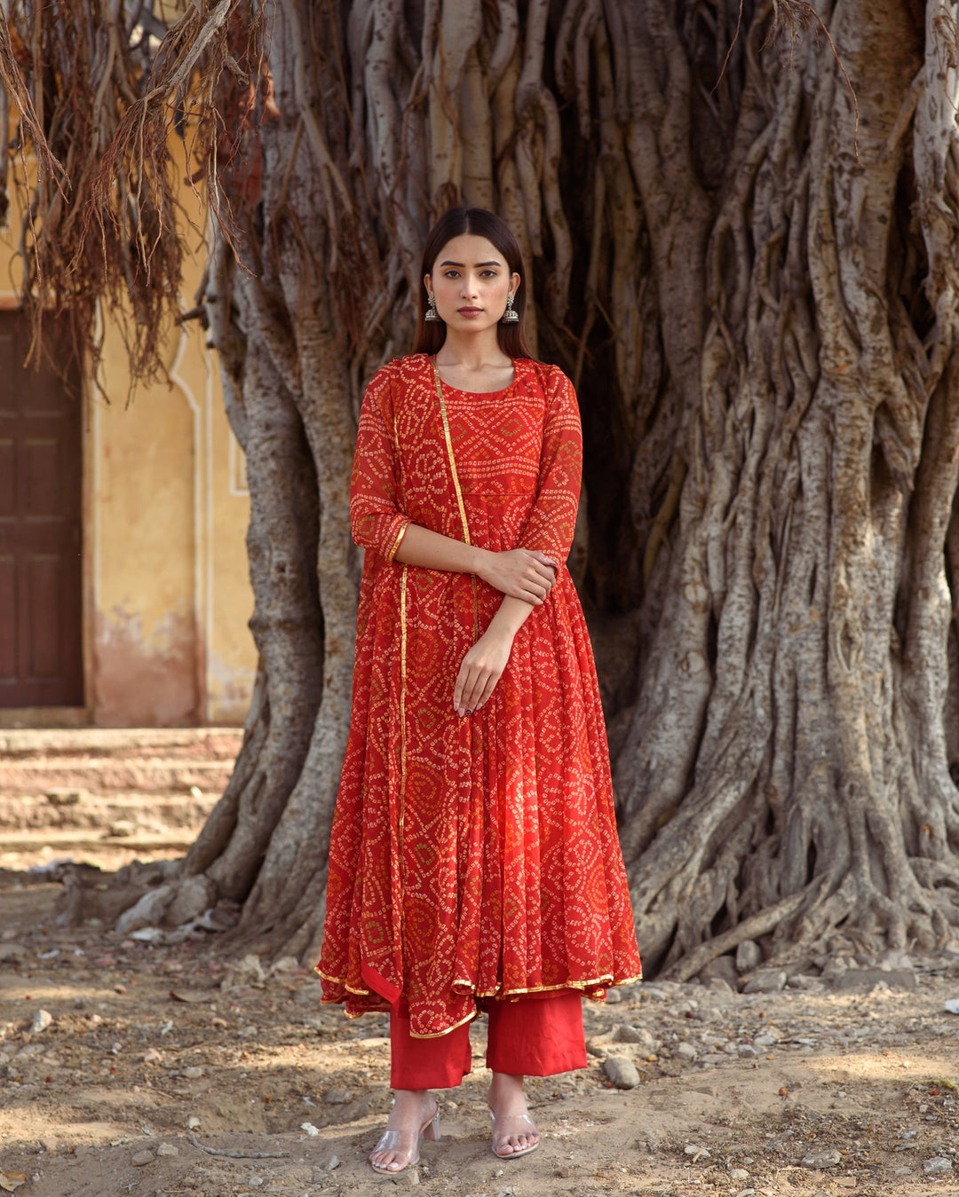 Naaz Red Anarkali Set Gulabo Jaipur