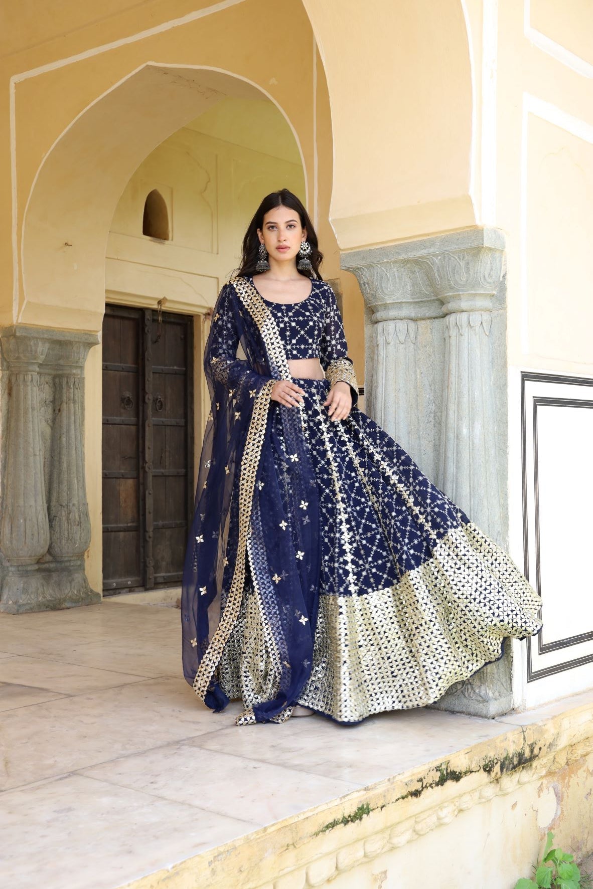 Buy Black Cotton Embroidered And Shehzadi Mughal Floral Block Lehenga Set  For Women by Gulabo Jaipur Online at Aza Fashions.