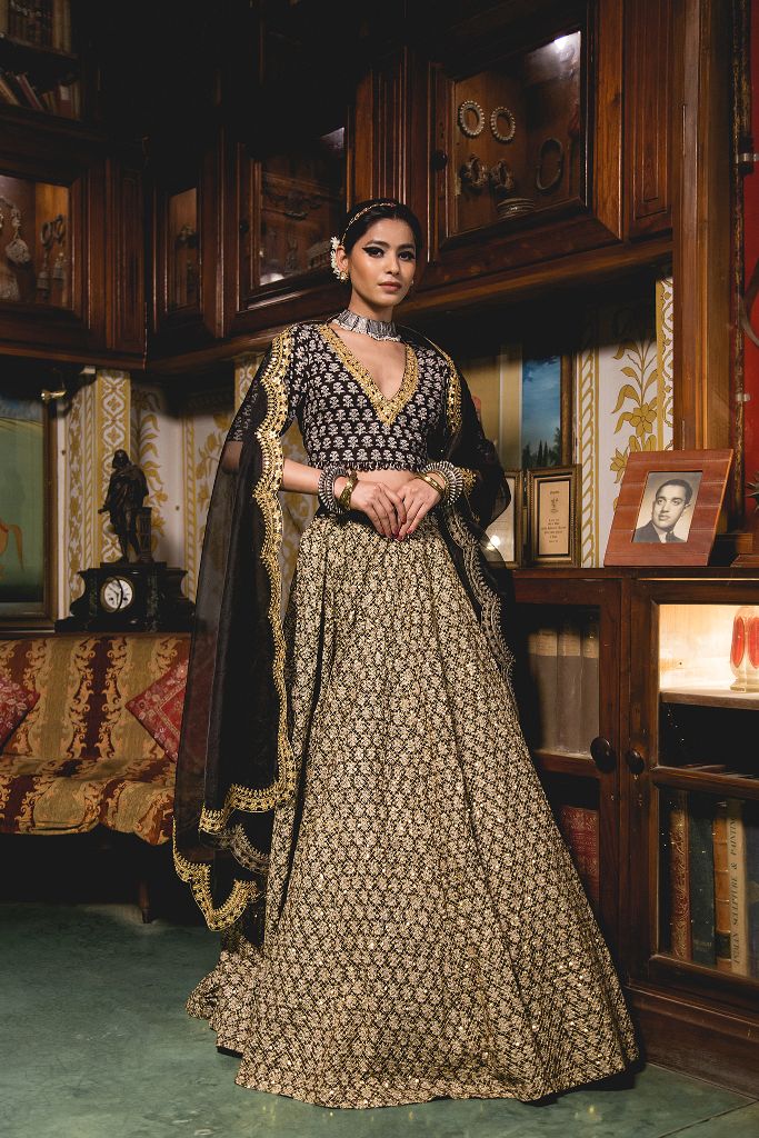 PARVEEN BLACK LEHENGA SET Gulabo Jaipur