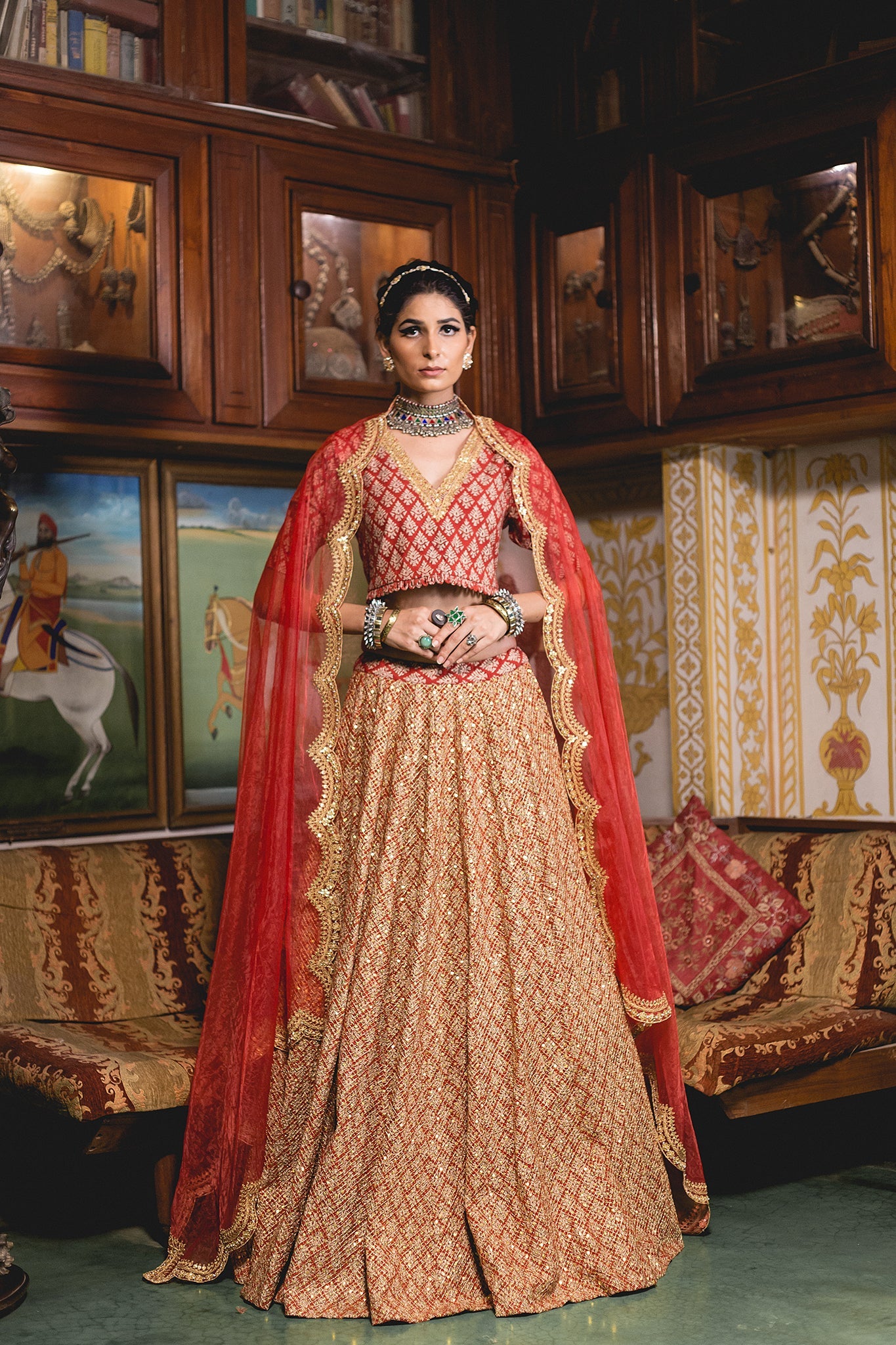 Buy Jaipuri Lehenga Choli Gota Patti Georgtte Bandhej Unstitched Bridal  Online @ ₹2299 from ShopClues