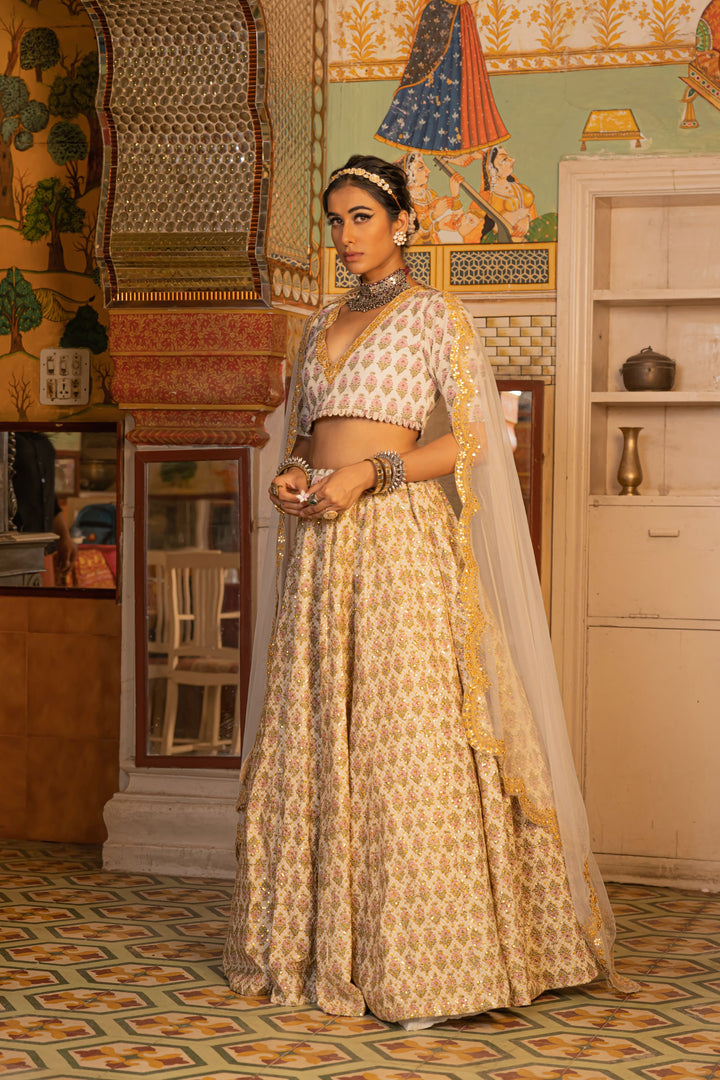 PARVEEN WHITE LEHENGA SET Gulabo Jaipur