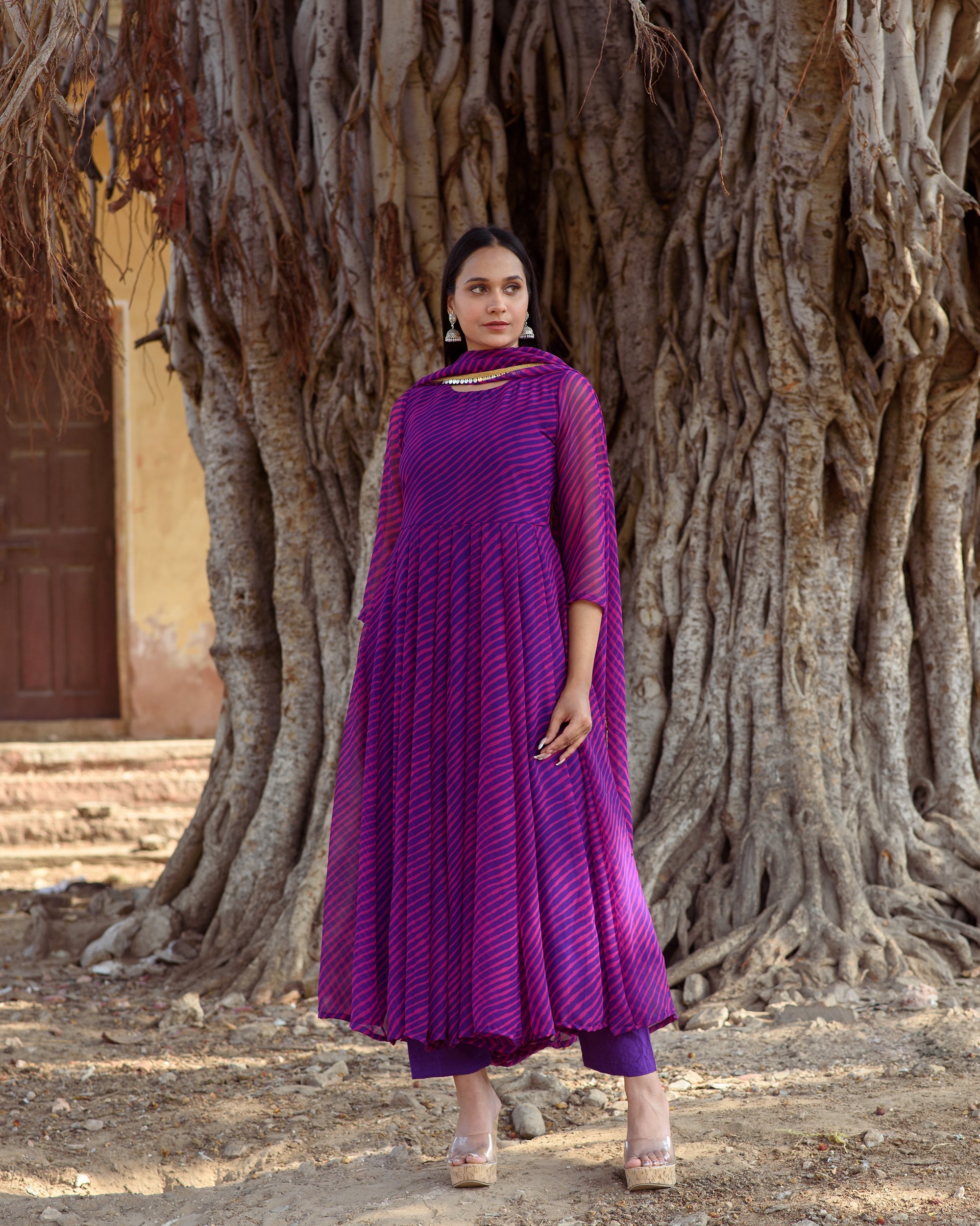 Violet colour hot sale anarkali dress