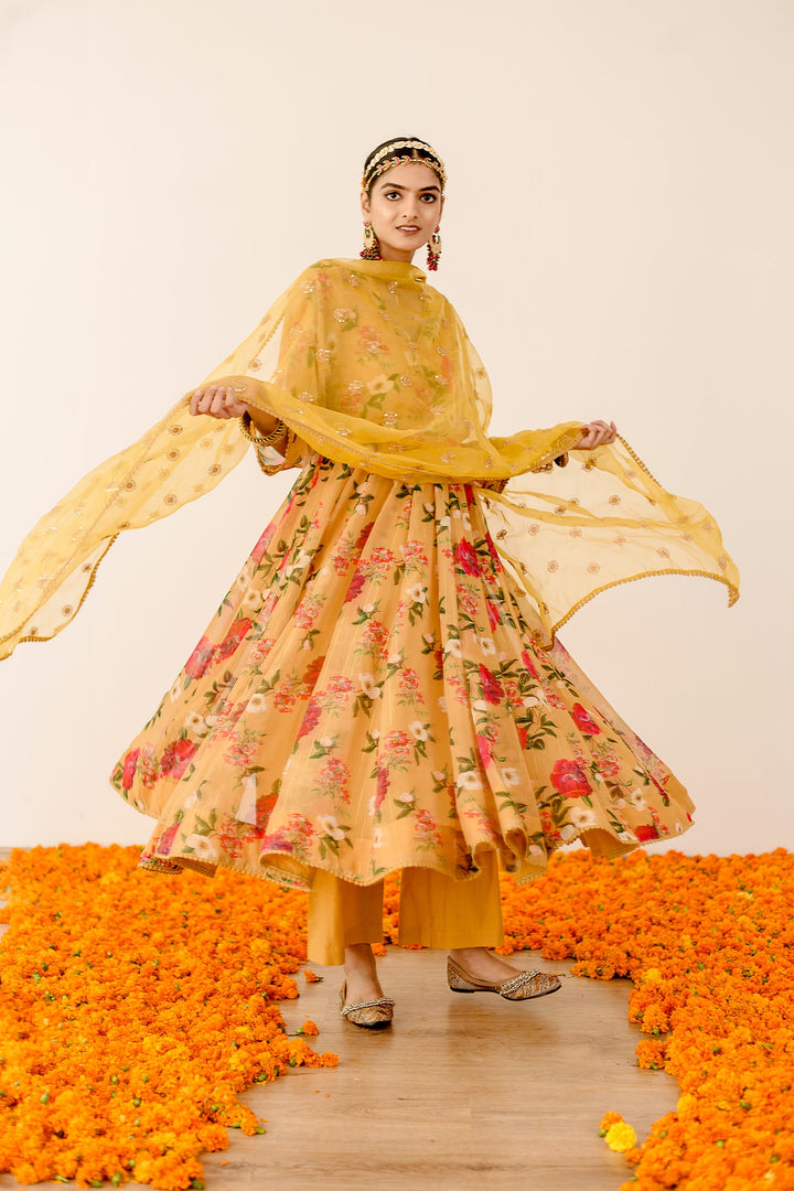 Ruby Yellow Anarkali Set Gulabo Jaipur