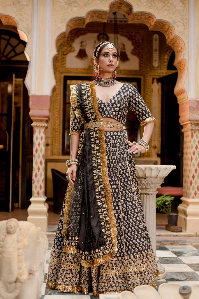 SHEHZADI BLACK LEHENGA SET Gulabo Jaipur