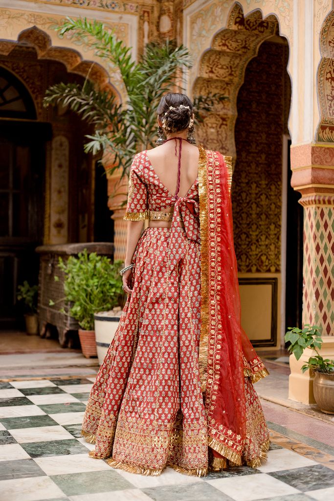 SHEHZADI RED LEHENGA SET Gulabo Jaipur 6059