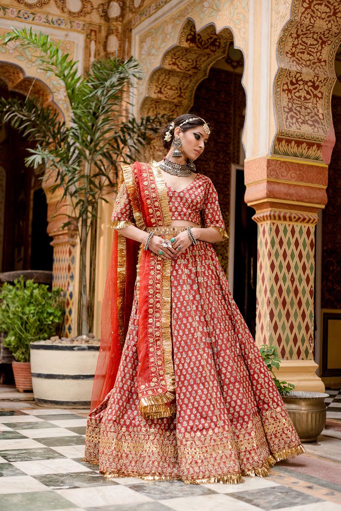 SHEHZADI RED LEHENGA SET Gulabo Jaipur