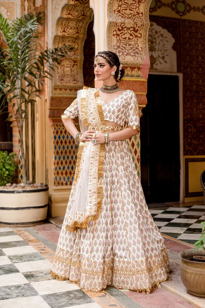 SHEHZADI WHITE LEHENGA SET Gulabo Jaipur