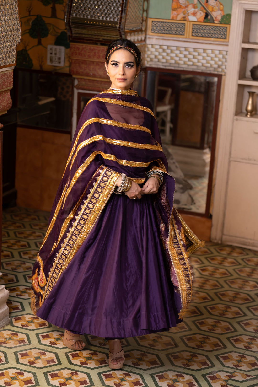 SHRI PURPLE ANARKALI SET Gulabo Jaipur