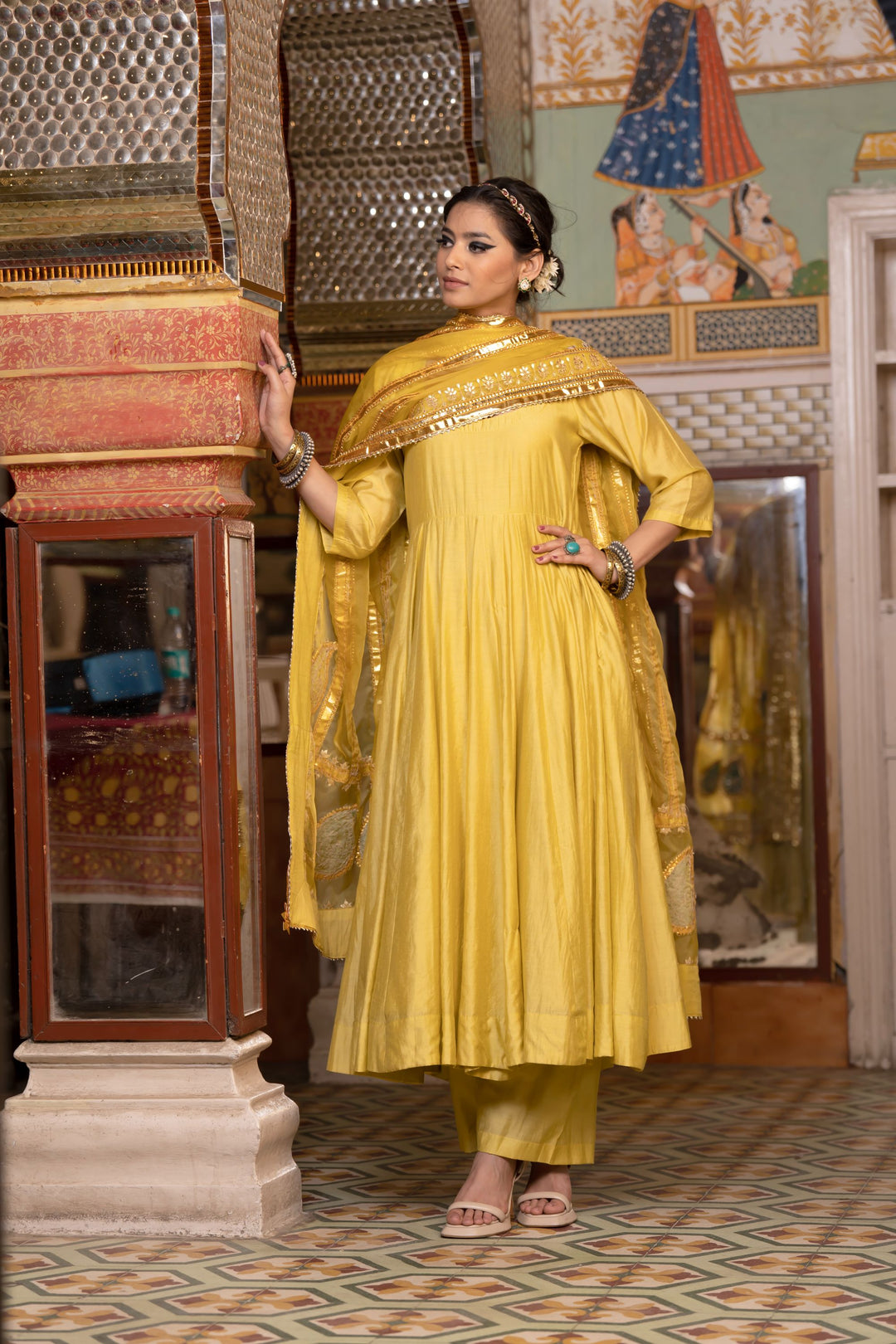 SHRI YELLOW ANARKALI SET Gulabo Jaipur