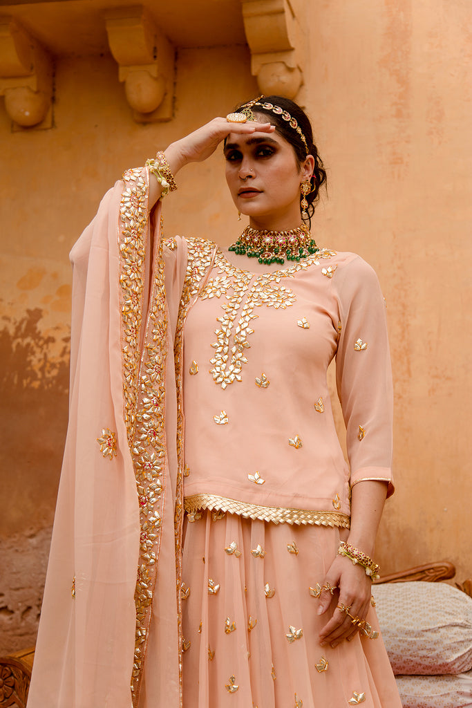 Shagun Peach Lehenga Gulabo Jaipur