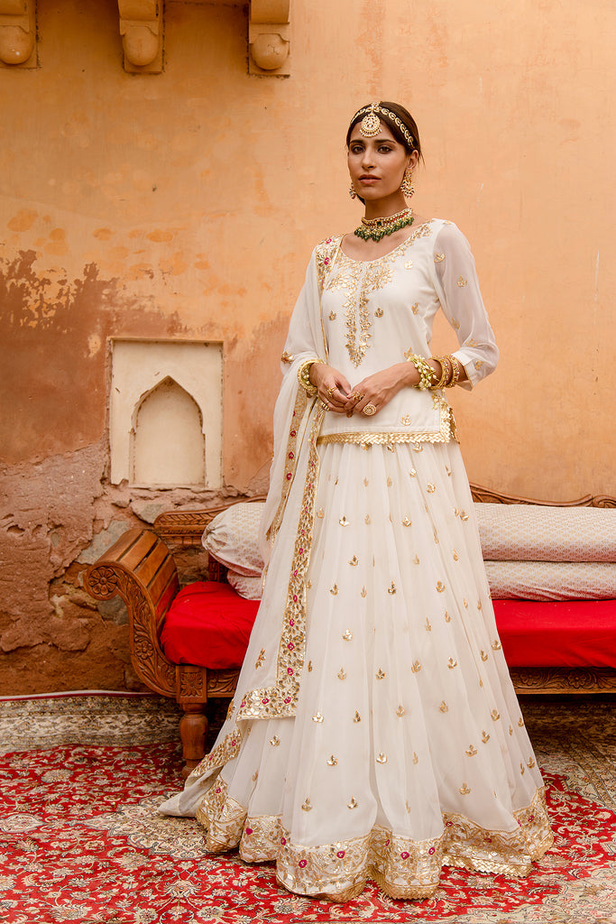 Shagun White Lehenga Gulabo Jaipur