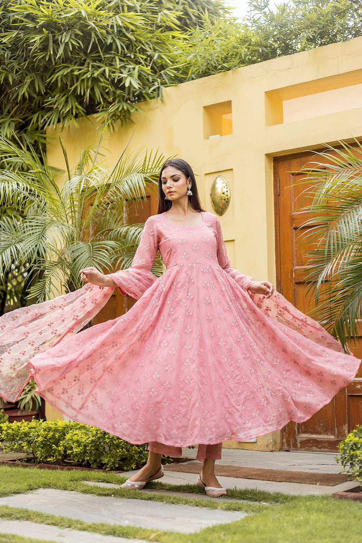 Suhana Peach Anarkali Set Gulabo Jaipur