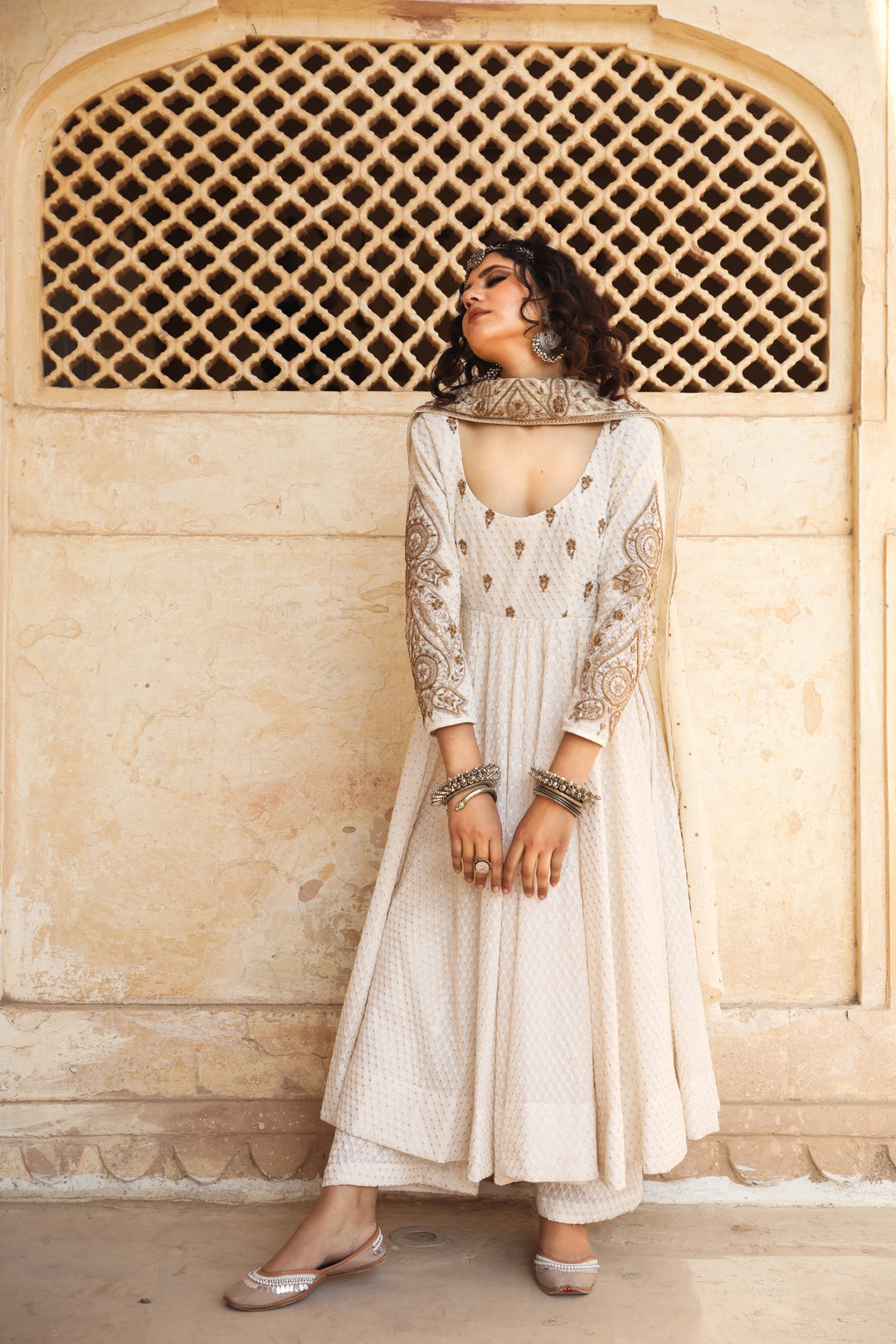 ZOHRA WHITE ANARKALI SET Gulabo Jaipur