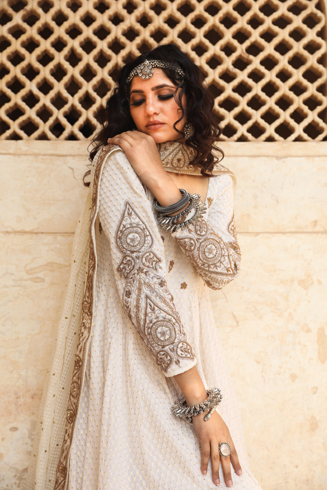 ZOHRA WHITE ANARKALI SET Gulabo Jaipur