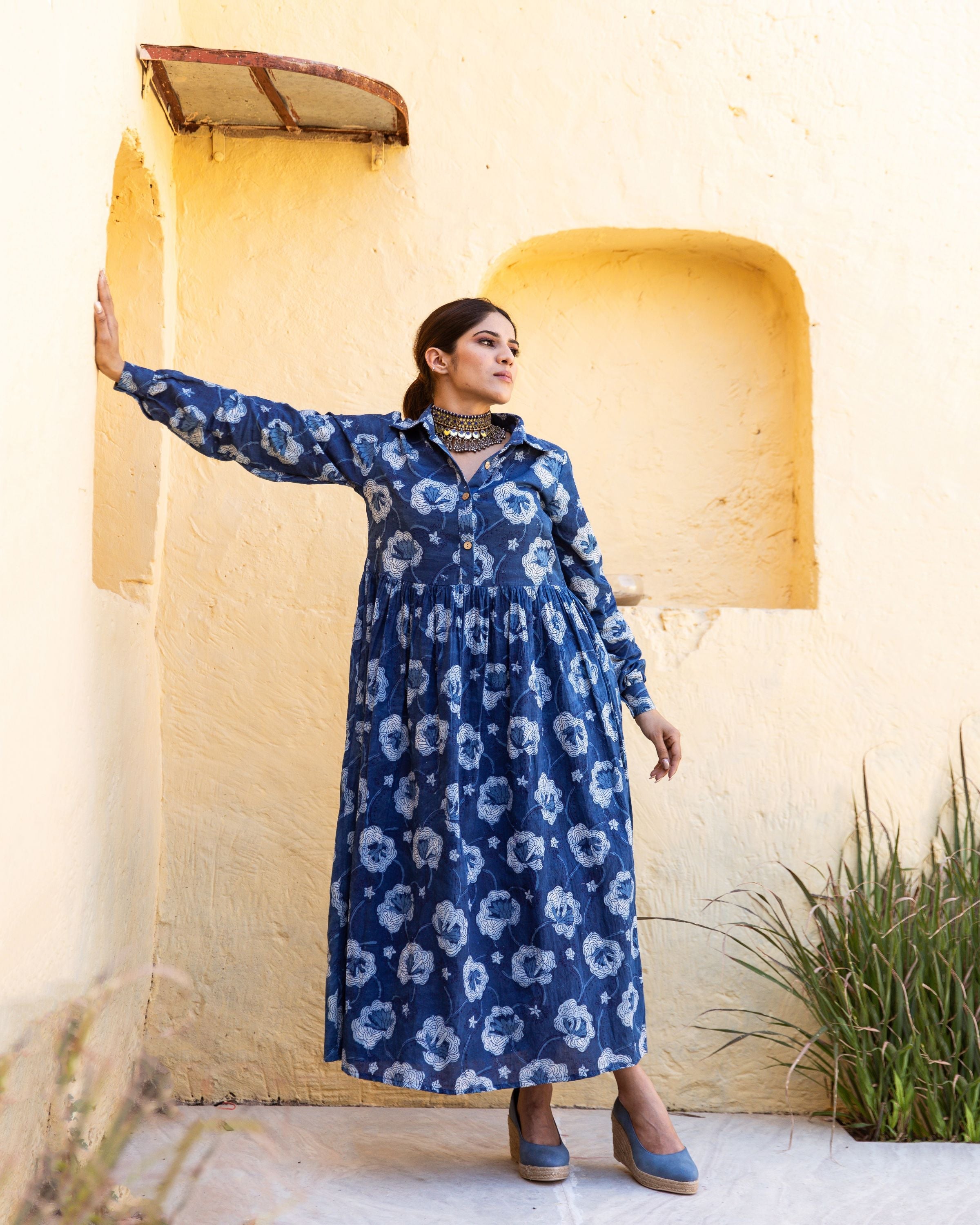 ZOLA INDIGO COTTON DRESS Gulabo Jaipur